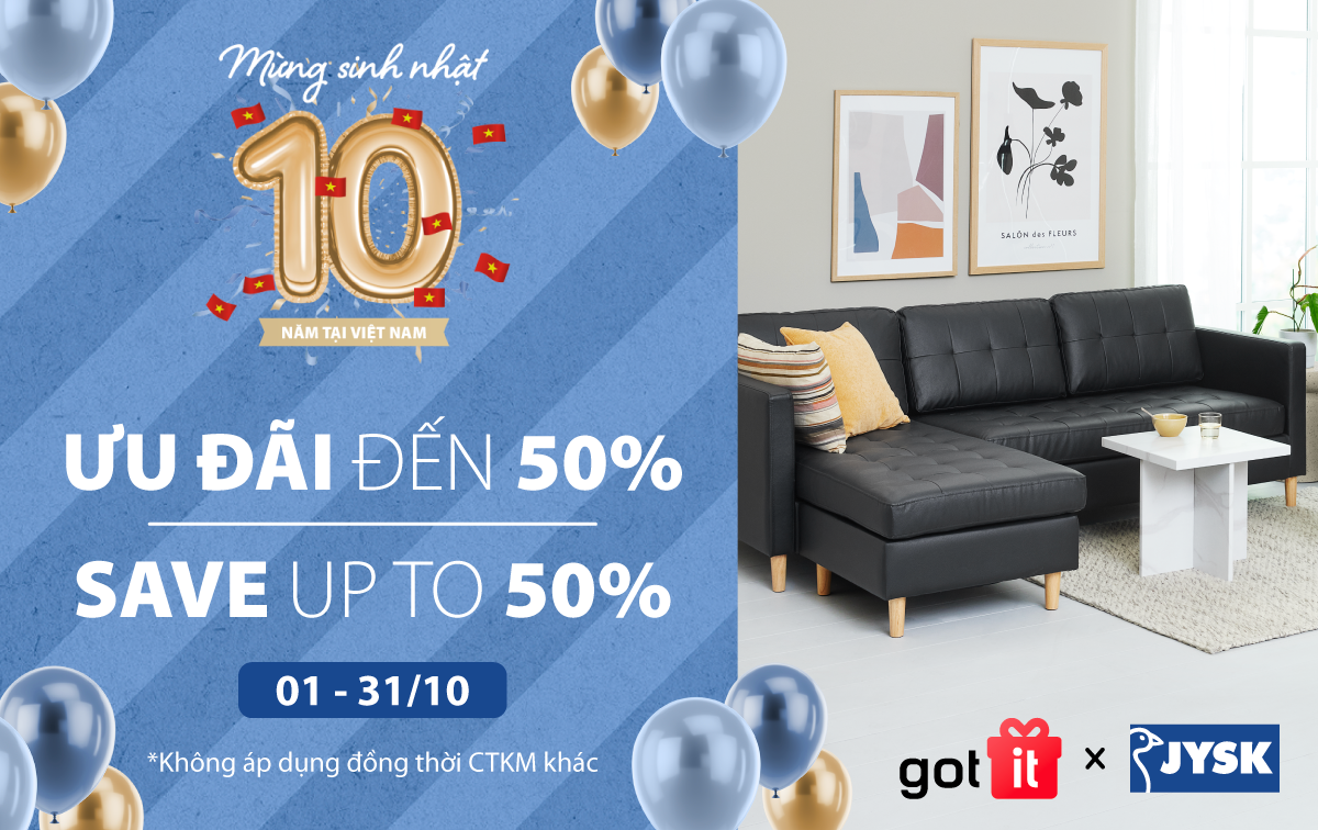 Ưu đãi đến 50% mừng sinh nhật JYSK